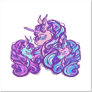 Mother of Twins Unicorn (Girl and Girl) Posters and Art